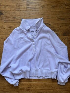 aerie Lavender Snap-Front Cropped Pullover